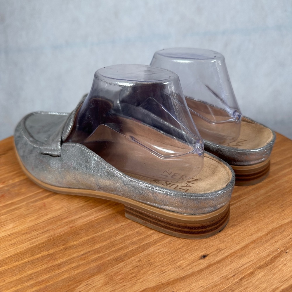 Naturalizer Mule Loafers Womens 11M Silver Metallic Good Penny Flats - Picture 8 of 15